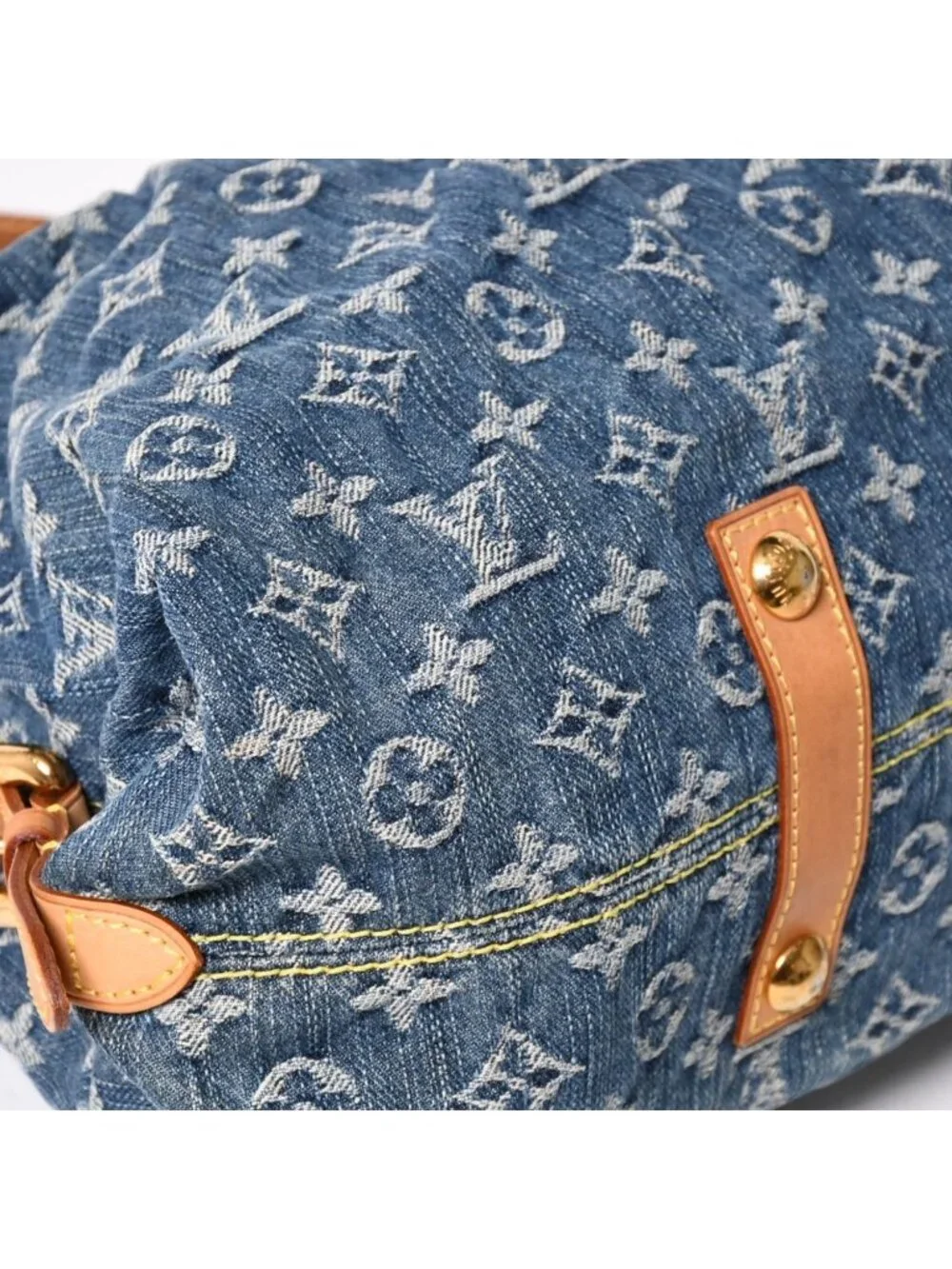 Louis Vuitton Neo Cabby MM Handbag 2-Way Monogram Denim Gold